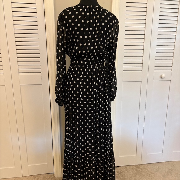 J.Crew Long-sleeve Chiffon Midi Dress In Dot Print For Women (Small) - Picture 5 of 6